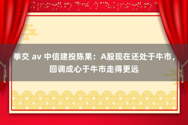 拳交 av 中信建投陈果：A股现在还处于牛市，回调成心于牛市走得更远