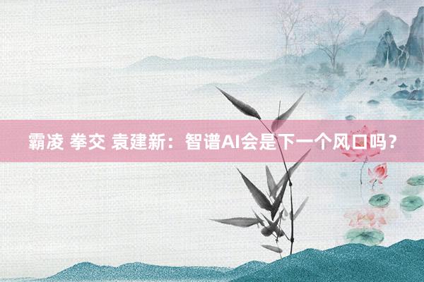 霸凌 拳交 袁建新:智谱AI会是下一个风口吗?