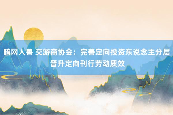 暗网人兽 交游商协会：完善定向投资东说念主分层 晋升定向刊行劳动质效