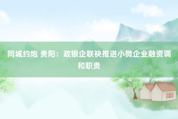同城约炮 贵阳：政银企联袂推进小微企业融资调和职责