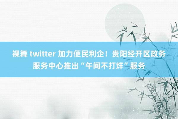 裸舞 twitter 加力便民利企！贵阳经开区政务服务中心推出“午间不打烊”服务