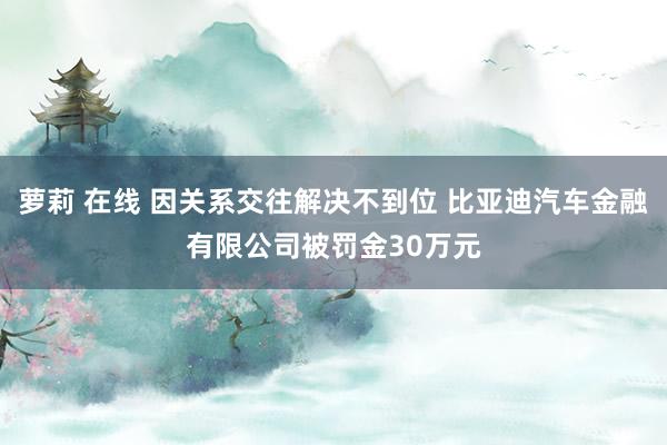 萝莉 在线 因关系交往解决不到位 比亚迪汽车金融有限公司被罚金30万元
