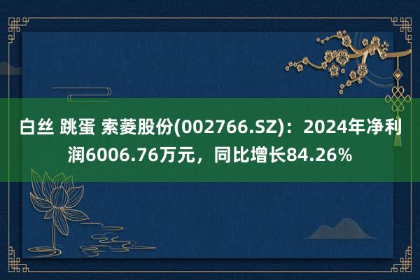 白丝 跳蛋 索菱股份(002766.SZ)：2024年净利润6006.76万元，同比增长84.26%