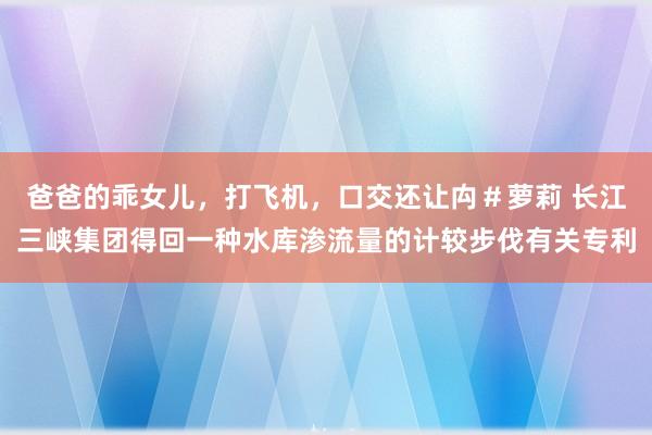 爸爸的乖女儿，打飞机，口交还让禸＃萝莉 长江三峡集团得回一种水库渗流量的计较步伐有关专利