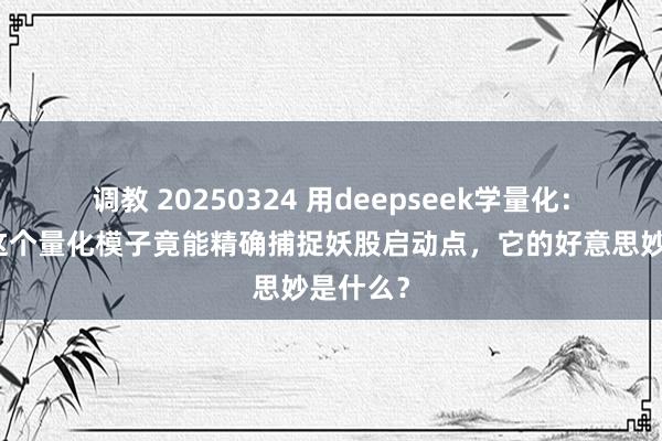 调教 20250324 用deepseek学量化：散户用这个量化模子竟能精确捕捉妖股启动点，它的好意思妙是什么？