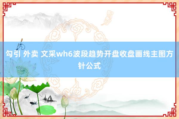 勾引 外卖 文采wh6波段趋势开盘收盘画线主图方针公式