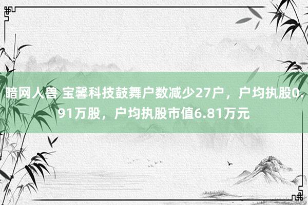 暗网人兽 宝馨科技鼓舞户数减少27户，户均执股0.91万股，户均执股市值6.81万元