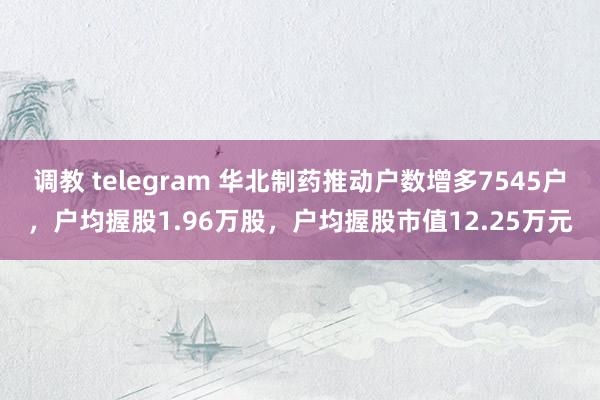 调教 telegram 华北制药推动户数增多7545户，户均握股1.96万股，户均握股市值12.25万元