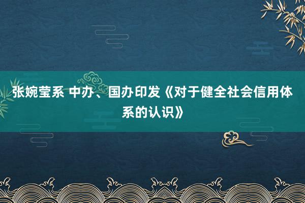 张婉莹系 中办、国办印发《对于健全社会信用体系的认识》