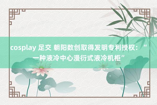 cosplay 足交 朝阳数创取得发明专利授权：“一种液冷中心漫衍式液冷机柜”