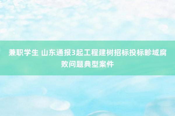 兼职学生 山东通报3起工程建树招标投标畛域腐败问题典型案件