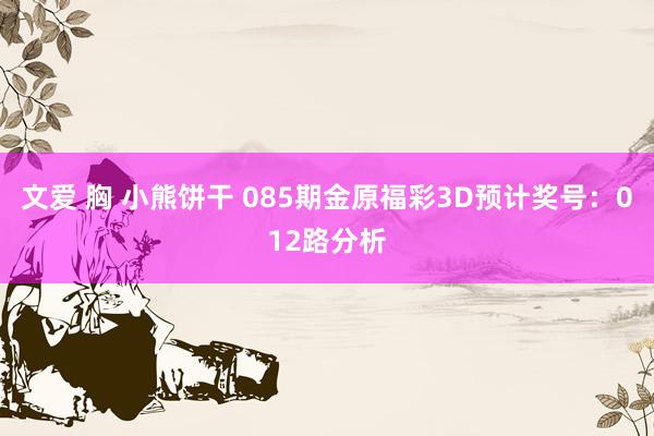 文爱 胸 小熊饼干 085期金原福彩3D预计奖号：012路分析