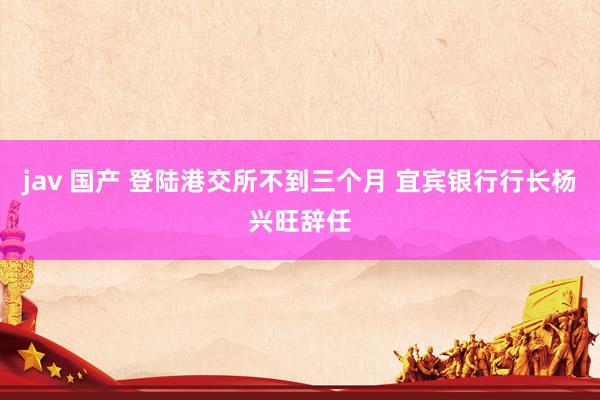 jav 国产 登陆港交所不到三个月 宜宾银行行长杨兴旺辞任