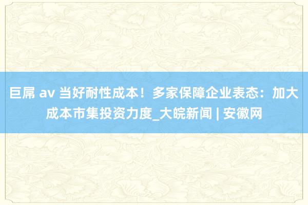 巨屌 av 当好耐性成本！多家保障企业表态：加大成本市集投资力度_大皖新闻 | 安徽网