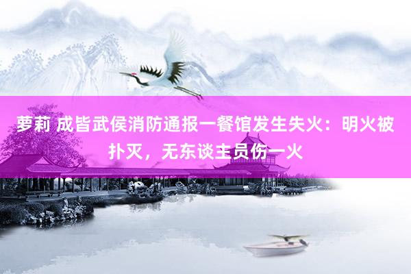 萝莉 成皆武侯消防通报一餐馆发生失火：明火被扑灭，无东谈主员伤一火