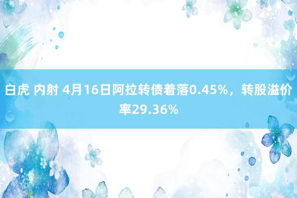 白虎 内射 4月16日阿拉转债着落0.45%，转股溢价率29.36%