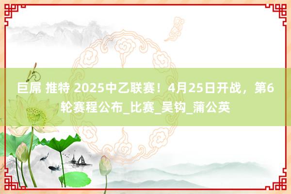 巨屌 推特 2025中乙联赛！4月25日开战，第6轮赛程公布_比赛_吴钩_蒲公英