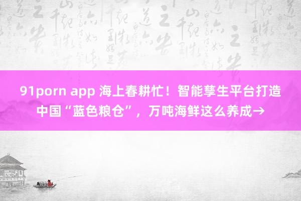 91porn app 海上春耕忙！智能孳生平台打造中国“蓝色粮仓”，万吨海鲜这么养成→